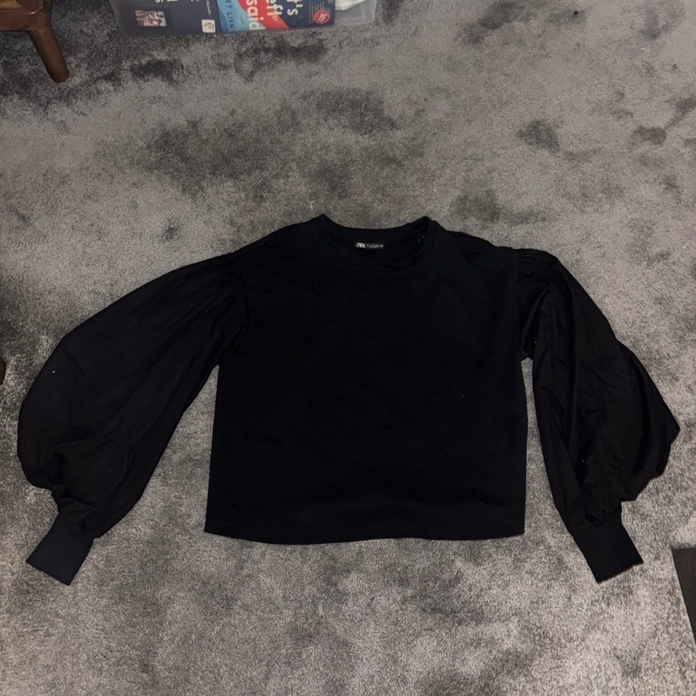 Zara Black Puff Sleeve Blouse